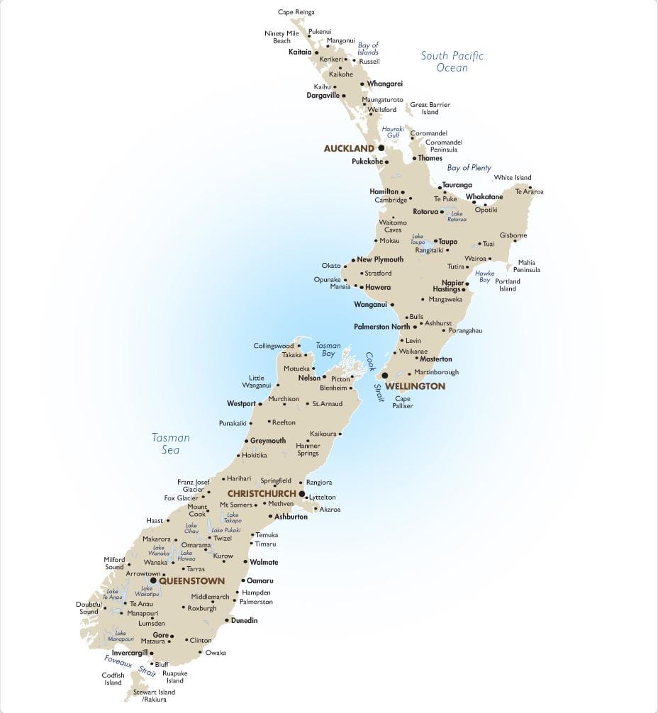 מפה של ניו זילנד חייב לראות