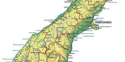 מפה של האלפים הדרומיים של ניו זילנד